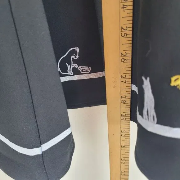 Black elastic flared skirt girls size 4 removable suspenders embroidered cats XS - Picture 3 of 9